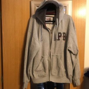 Rag wear USA XXL Pismo Beach zip up hooded sweatshirt grey with maroon trim